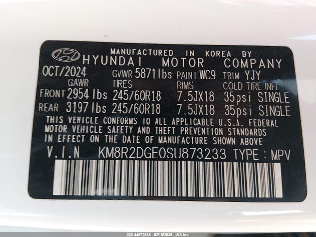Hyundai Palisade Sel 2025 KM8R2DGE0SU873233 Image 9