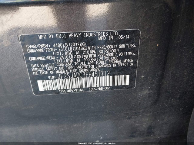 JF2SJADC3FH451712 Subaru Forester 2.5i Premium
