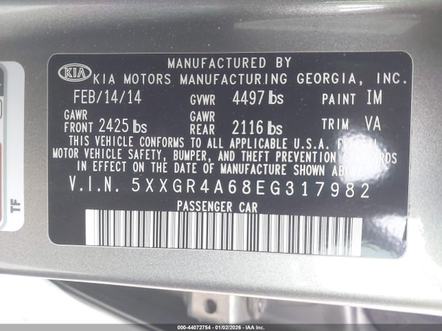 5XXGR4A68EG317982 KIA Optima Sx Turbo