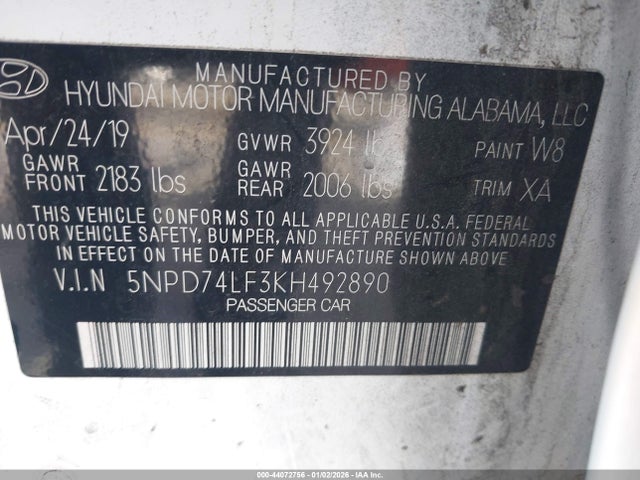 Hyundai ELANTRA SE 2019 5NPD74LF3KH492890 Image 9