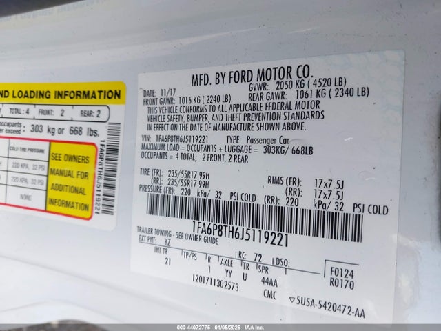 1FA6P8TH6J5119221 Ford Mustang Ecoboost