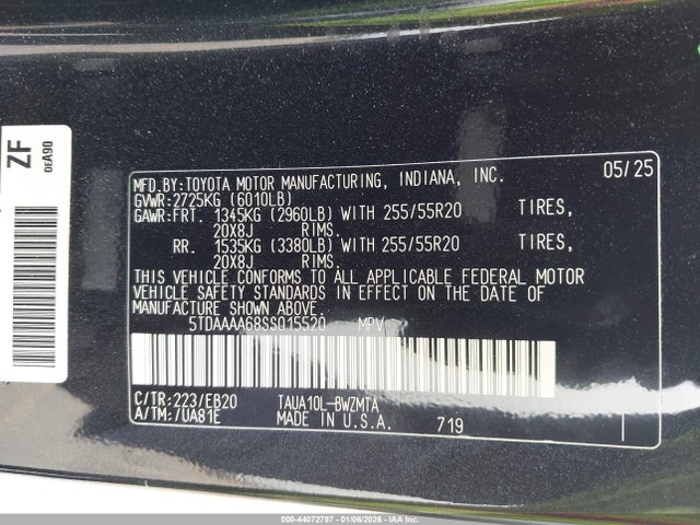 Aukcja sprzedaży 2025 Lexus Tx 350 Premium, vin: 5TDAAAA68SS015520, numer aukcji: 44072797