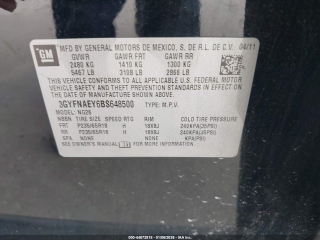 2011 CADILLAC SRX 3GYFNAEY6BS648500 Photo 8