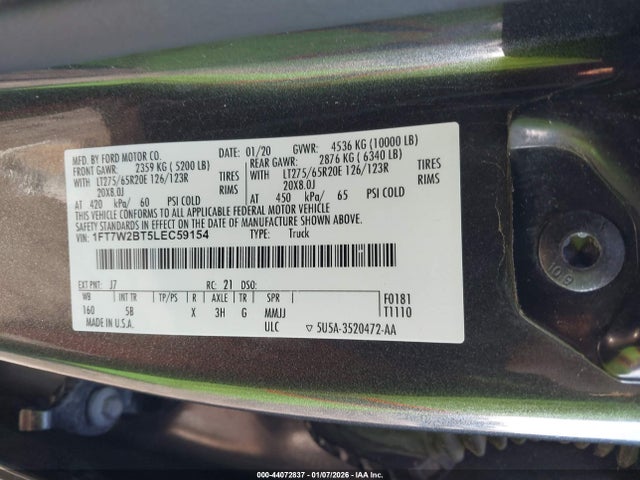 Ford F-250 Lariat 2020 1FT7W2BT5LEC59154 Image 9