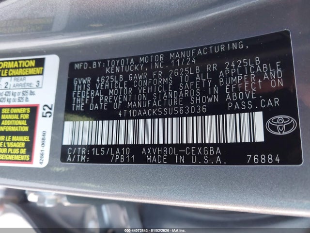 Toyota CAMRY XLE 2025 4T1DAACK5SU563036 Image 9