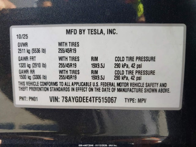 7SAYGDEE4TF515067 Tesla Model Y Long Range Launch Series/premium All-wheel Drive