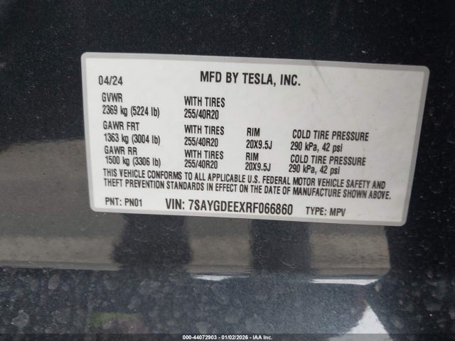 2024 TESLA MODEL Y 7SAYGDEEXRF066860 Photo 8