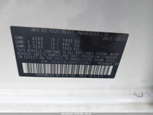 4S3GTAL60H3723580 Subaru Impreza 2.0i Sport