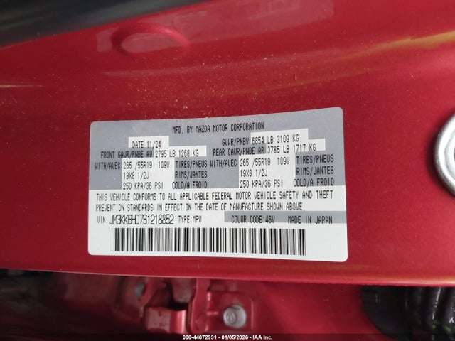 Продаж на аукціоні авто 2025 Mazda Cx-90 3.3 Turbo Preferred Package, vin: JM3KKBHD7S1218852, номер лоту: 44072931