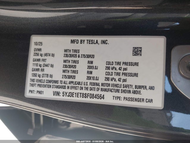 5YJ3E1ET8SF084564 Tesla Model 3 Performance All-wheel Drive