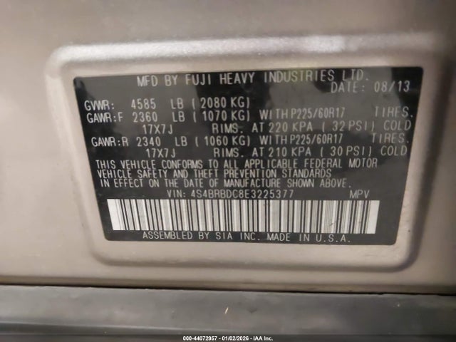 Subaru Outback 2.5i Premium 2014 4S4BRBDC8E3225377 Image 9