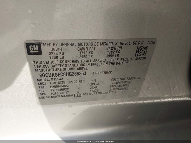 2017 CHEVROLET SILVERADO 1500 3GCUKSEC8HG265363 Photo 8