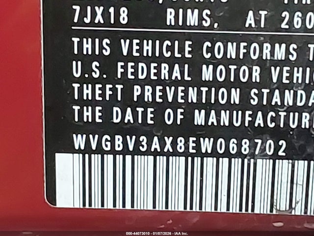 WVGBV3AX8EW068702 Volkswagen Tiguan Sel