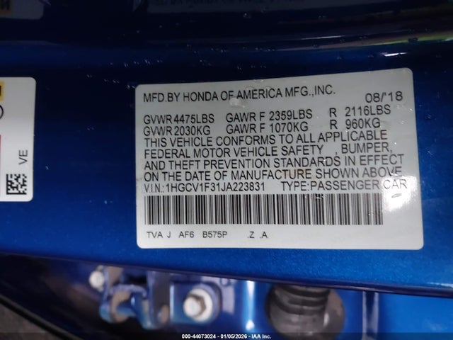 1HGCV1F31JA223831 Honda Accord Sport