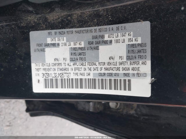 3MZBN1L32JM257727 Mazda Mazda3 Touring