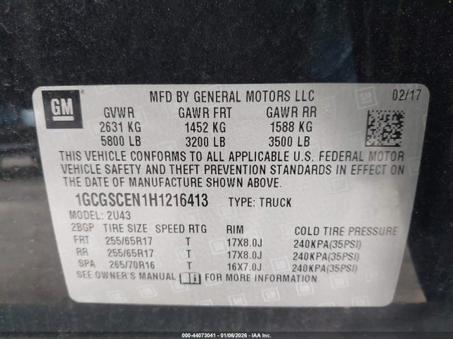 1GCGSCEN1H1216413 Chevrolet Colorado Lt