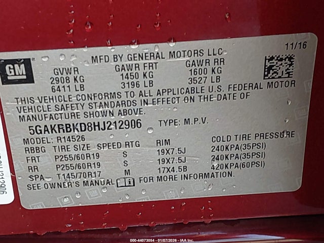 5GAKRBKD8HJ212906 Buick Enclave Leather