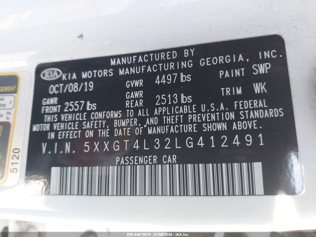 5XXGT4L32LG412491 KIA Optima Lx
