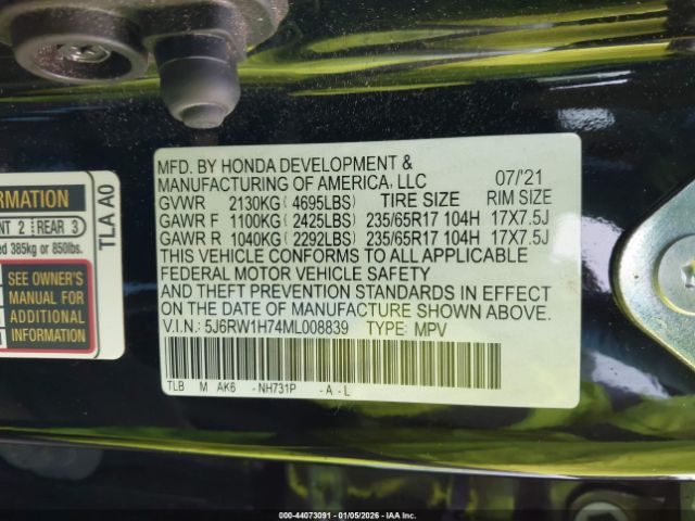 2021 HONDA CR-V 5J6RW1H74ML008839 Photo 8