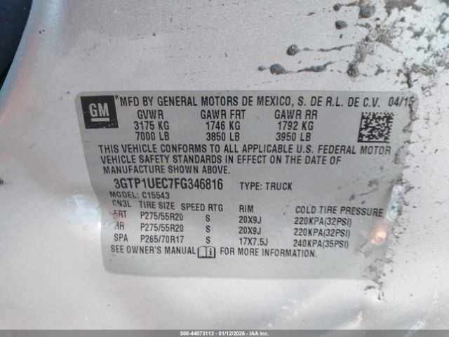 2015 GMC SIERRA 1500 3GTP1UEC7FG346816 Photo 8