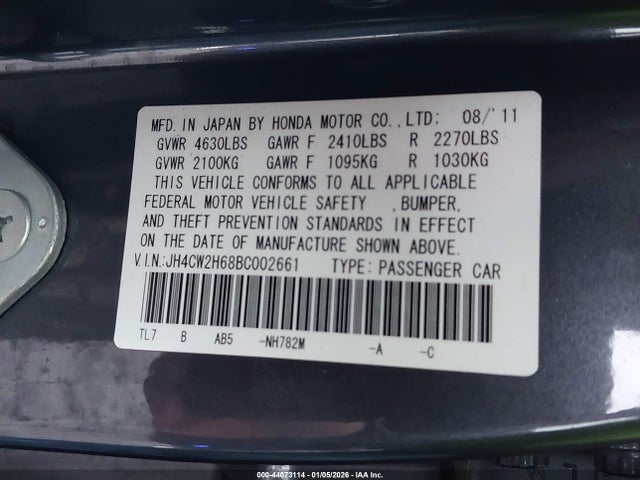 2011 ACURA TSX JH4CW2H68BC002661 Photo 8