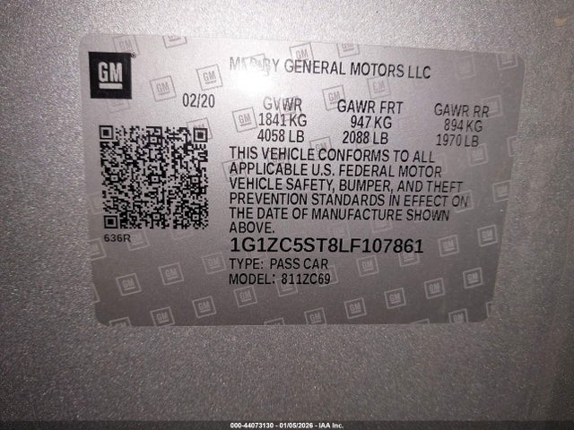 1G1ZC5ST8LF107861 Chevrolet Malibu Fwd 1fl