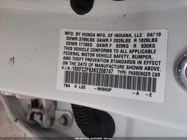 Honda k20c2 2019 19XFC2F63KE208747 Image 9