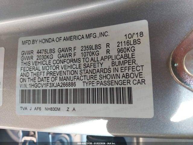 1HGCV1F3XJA266886 Honda Accord Sport