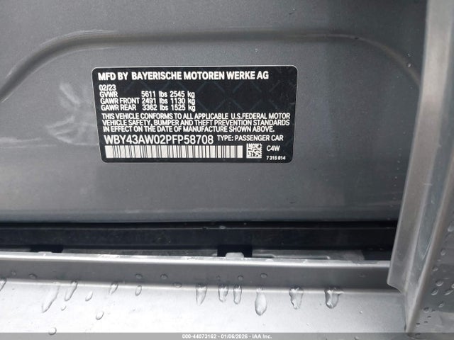 2023 Bmw I4 Edrive35 მანქანა იყიდება აუქციონზე, vin: WBY43AW02PFP58708, აუქციონის ნომერი: 44073162