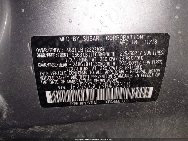 Subaru Forester Premium 2019 JF2SKAGC7KH472310 Image 9