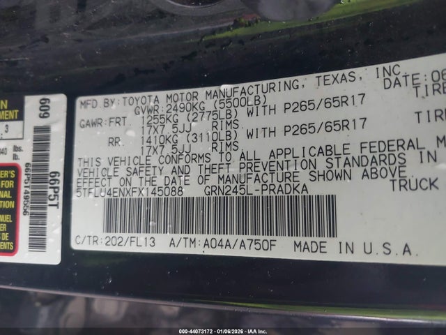 Toyota Tacoma Base V6 2015 5TFLU4ENXFX145088 Image 9