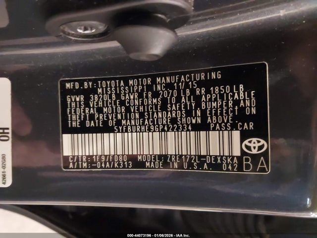 Toyota Corolla S Plus 2016 5YFBURHE9GP422334 Image 9