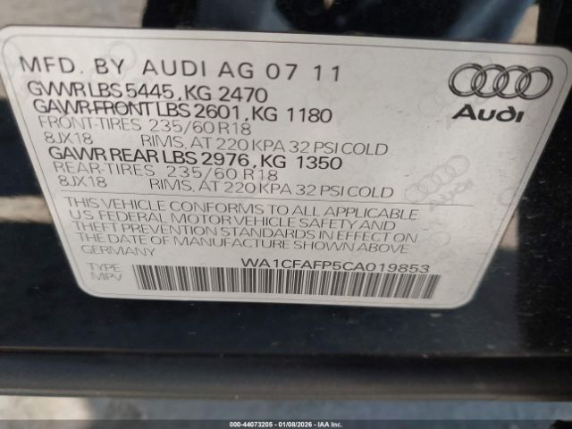 2012 AUDI Q5 WA1CFAFP5CA019853 Photo 8