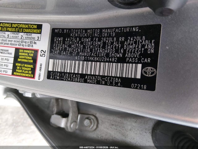 4T1B11HK8KU294482 Toyota CAMRY SE