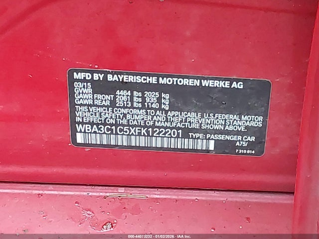 BMW 328I 2015 WBA3C1C5XFK122201 Image 9