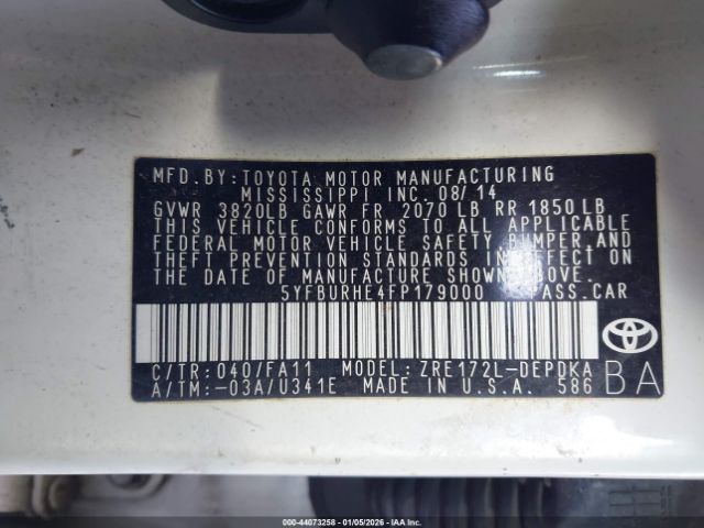 2015 TOYOTA COROLLA 5YFBURHE4FP179000 Photo 8