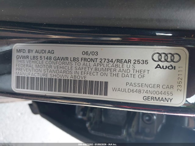 2004 AUDI A6 WAULD64B74N004455 Photo 8