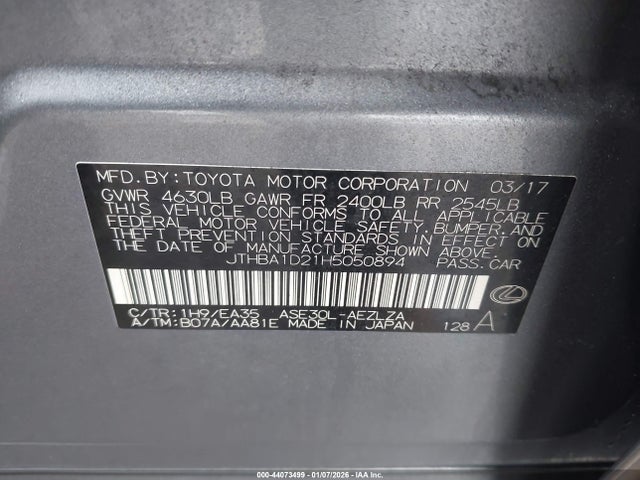 Продаж на аукціоні авто 2017 Lexus Is 200t, vin: JTHBA1D21H5050894, номер лоту: 44073499