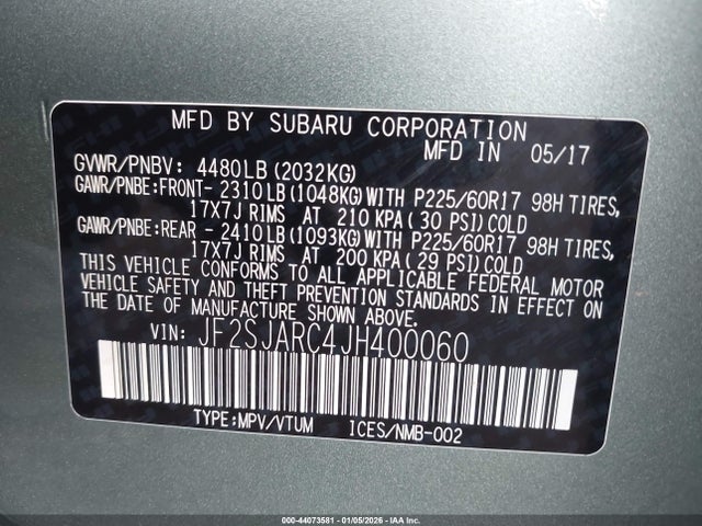JF2SJARC4JH400060 Subaru Forester 2.5i Limited