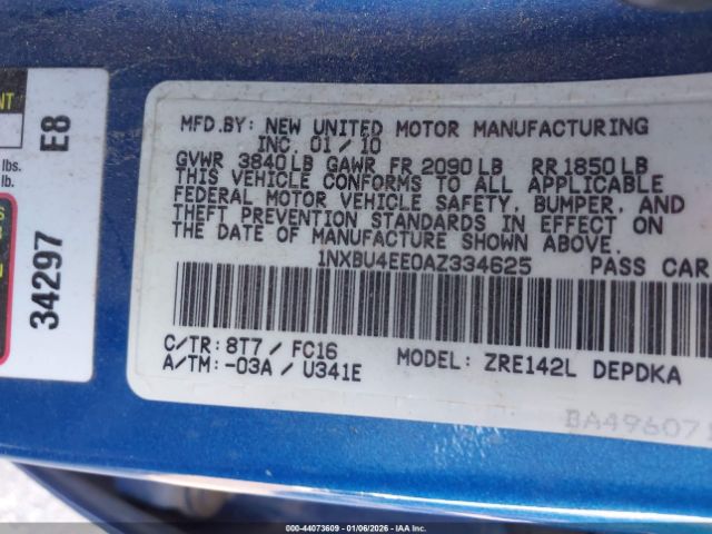 2010 TOYOTA COROLLA 1NXBU4EE0AZ334625 Photo 8