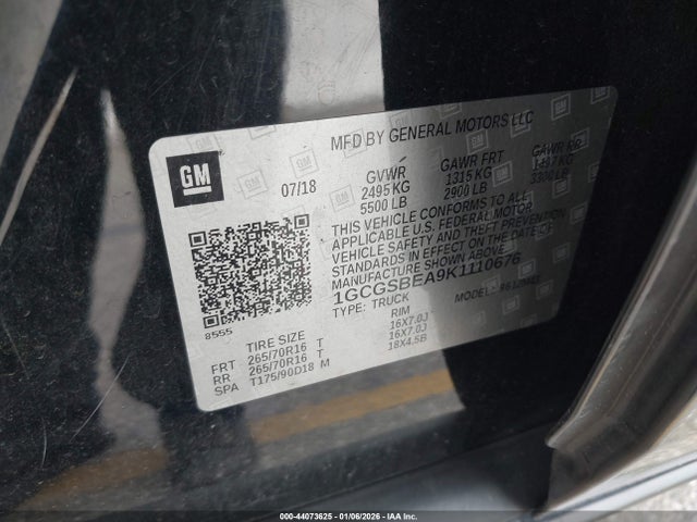 1GCGSBEA9K1110676 Chevrolet Colorado Wt