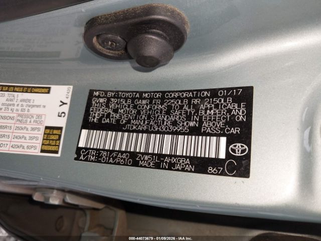 2017 TOYOTA PRIUS JTDKARFU3H3039955 Photo 8