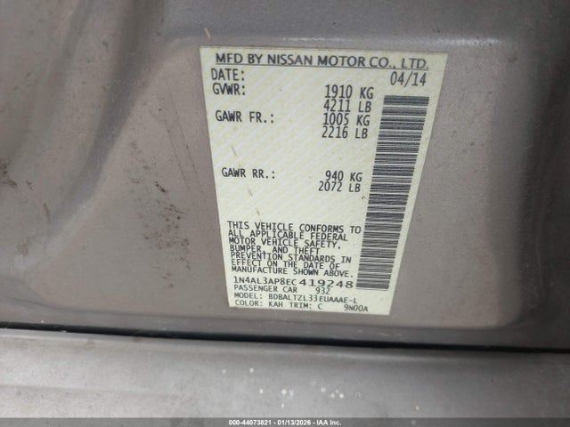 Nissan Altima 2.5 Sv 2014 1N4AL3AP8EC419248 Image 9