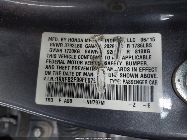 Продаж на аукціоні авто 2015 Honda Civic Ex-l, vin: 19XFB2F99FE079416, номер лоту: 44073823