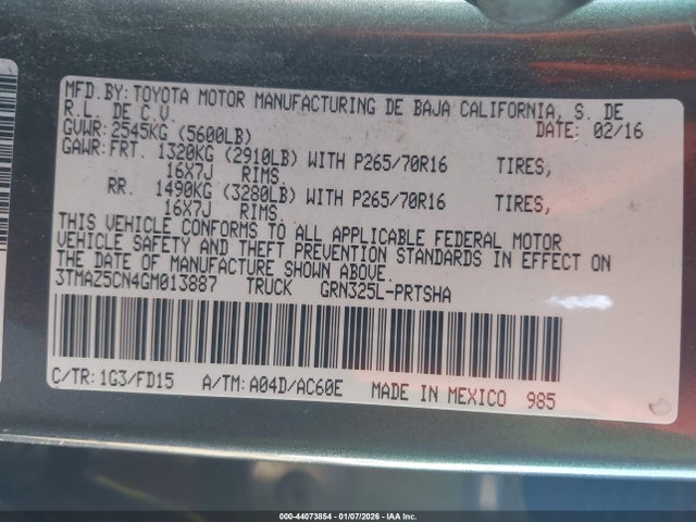 3TMAZ5CN4GM013887 Toyota Tacoma Trd Off Road