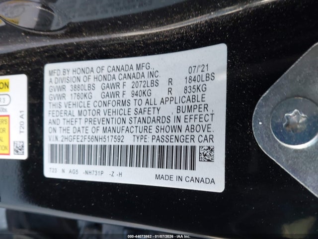 Honda Civic Sport 2022 2HGFE2F56NH517592 Image 9