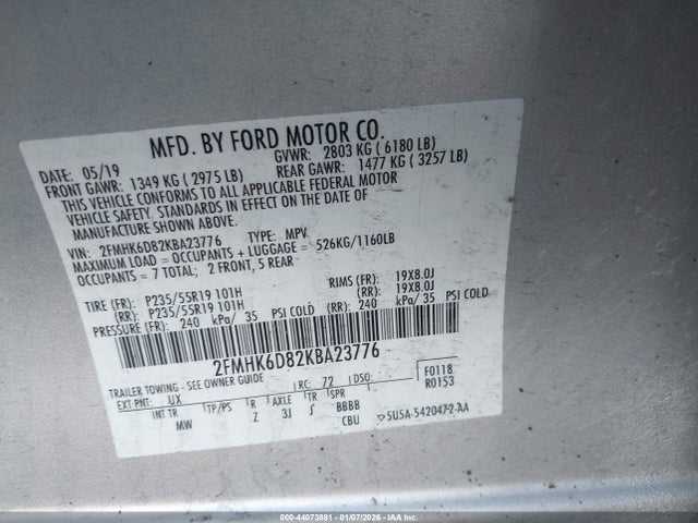 2FMHK6D82KBA23776 Ford Flex Limited