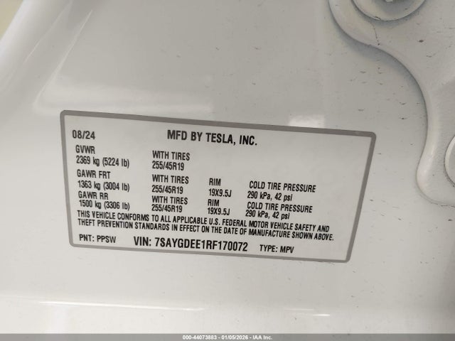 2024 TESLA MODEL Y 7SAYGDEE1RF170072 Photo 8