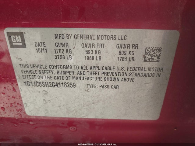 2012 CHEVROLET SONIC 1G1JC5SH2C4118259 Photo 8