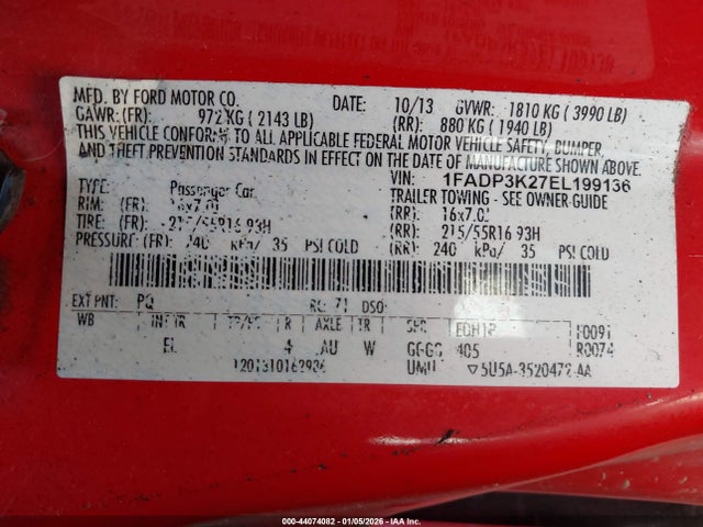 Ford FOCUS SE 2014 1FADP3K27EL199136 Image 9